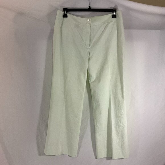 Brooks Brothers Seersucker Pants-Green/White Stripe, Wide Leg SZ 14 - Picture 2 of 10